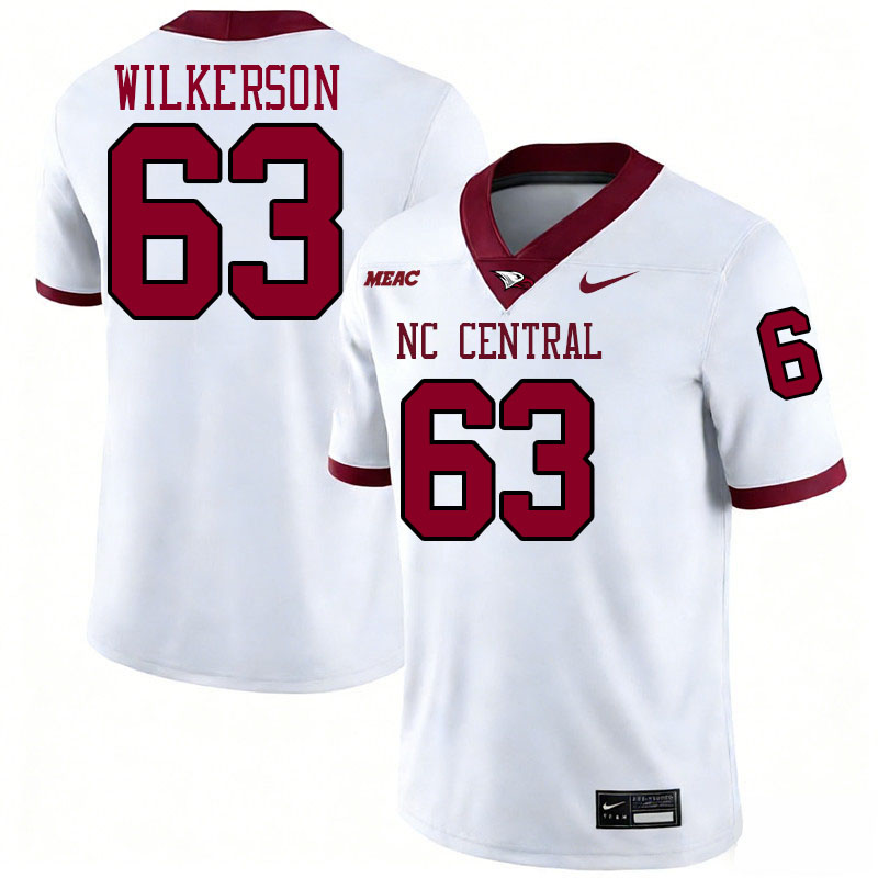 North Carolina Central Eagles #63 Doug Wilkerson College Football Jerseys,Uniforms Stitched-White